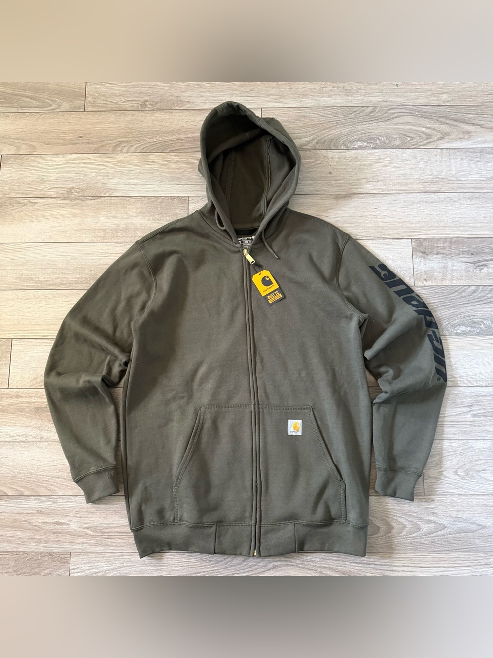 NWT CARHARTT SNAP ON Loose Fit Full Zip Olive Green Hoodie Sweater Size Medium